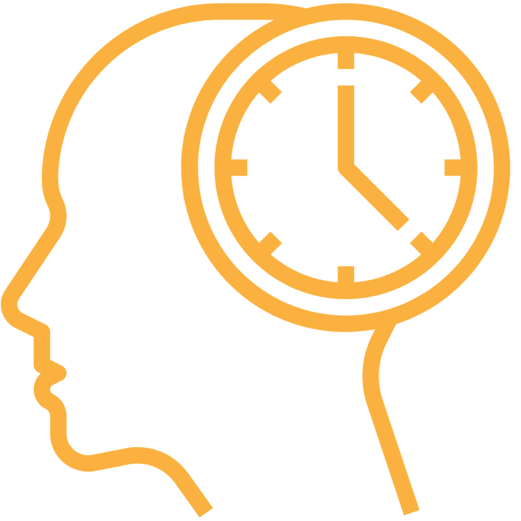 Cartoon head with a clock