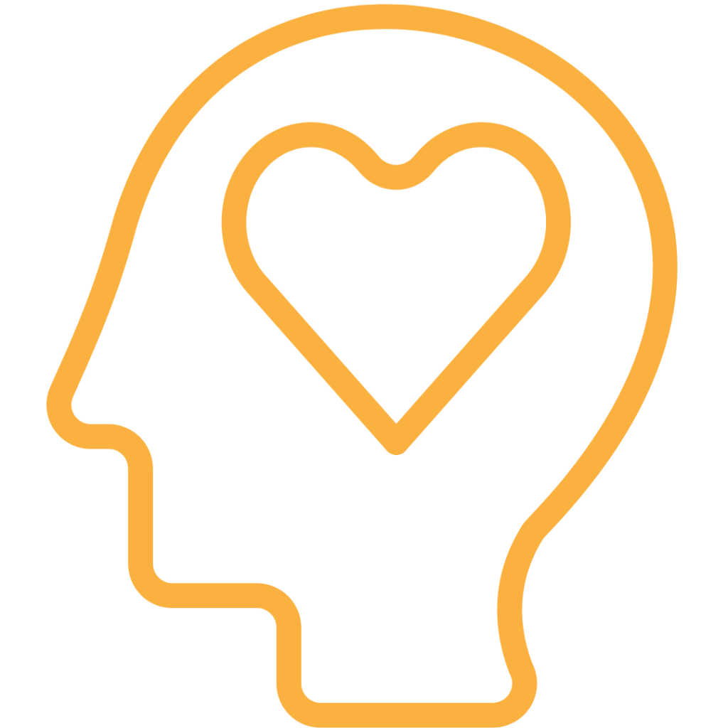 Cartoon head with love heart